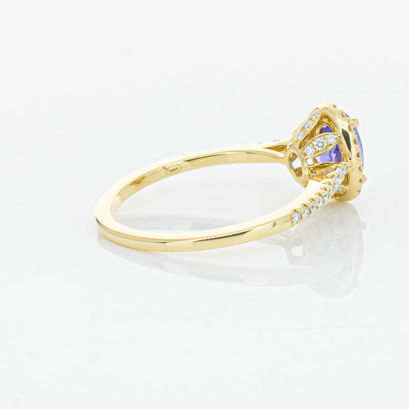 18ct Yellow Gold .81ct Tanzanite & Diamond Mini Sierra Ring-Ring-Walker & Hall