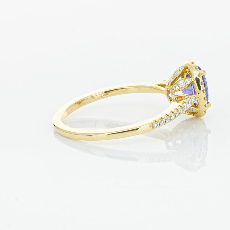 18ct Yellow Gold .81ct Tanzanite & Diamond Mini Sierra Ring-Ring-Walker & Hall