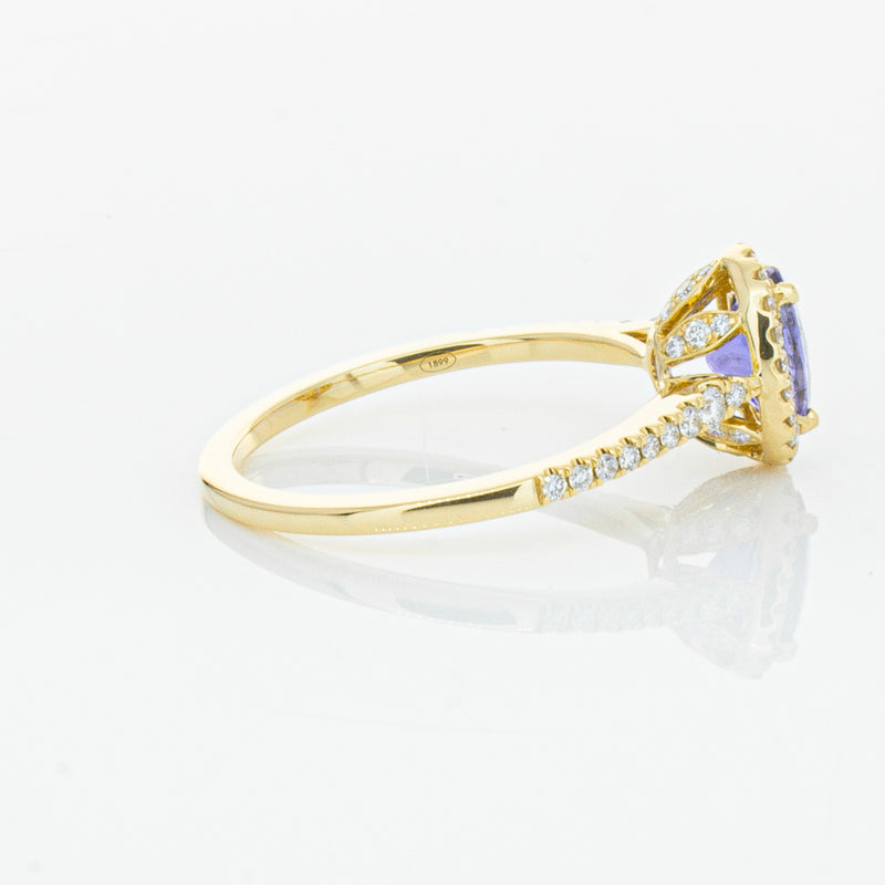18ct Yellow Gold .81ct Tanzanite & Diamond Mini Sierra Ring-Ring-Walker & Hall