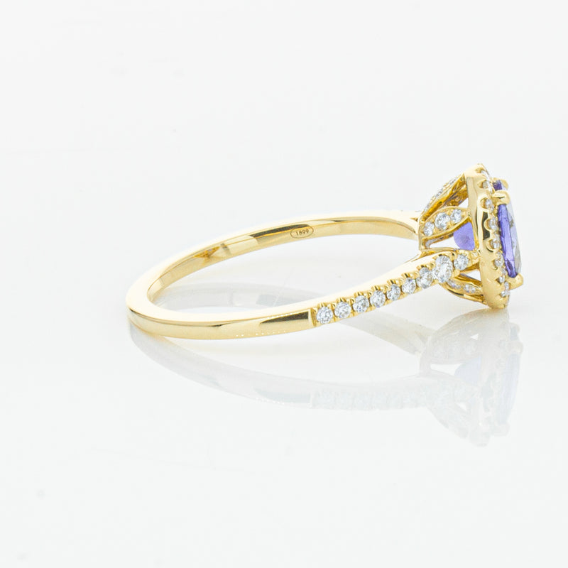 18ct Yellow Gold .81ct Tanzanite & Diamond Mini Sierra Ring-Ring-Walker & Hall
