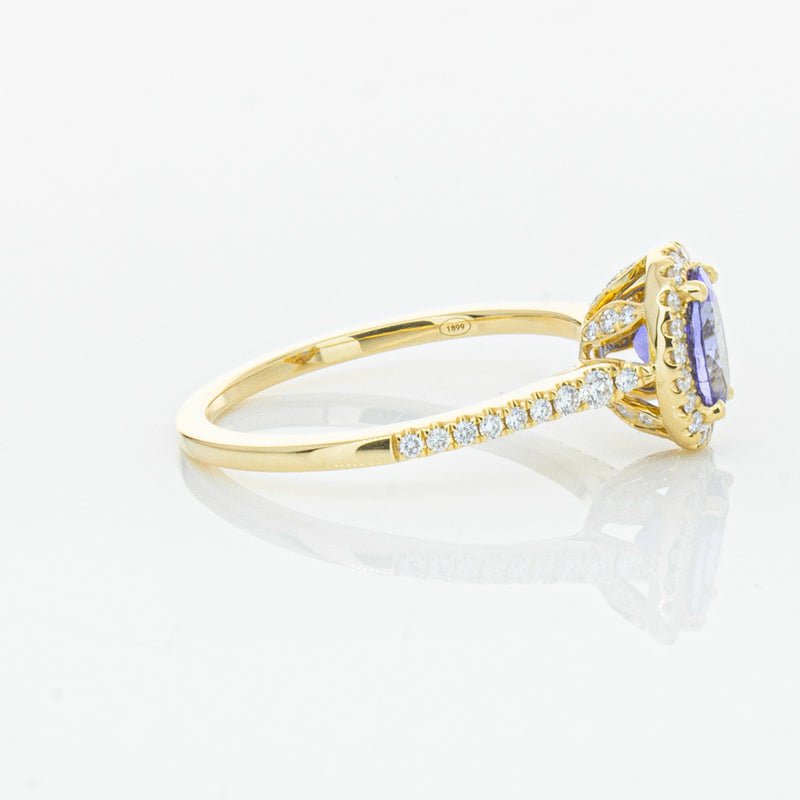 18ct Yellow Gold .81ct Tanzanite & Diamond Mini Sierra Ring-Ring-Walker & Hall