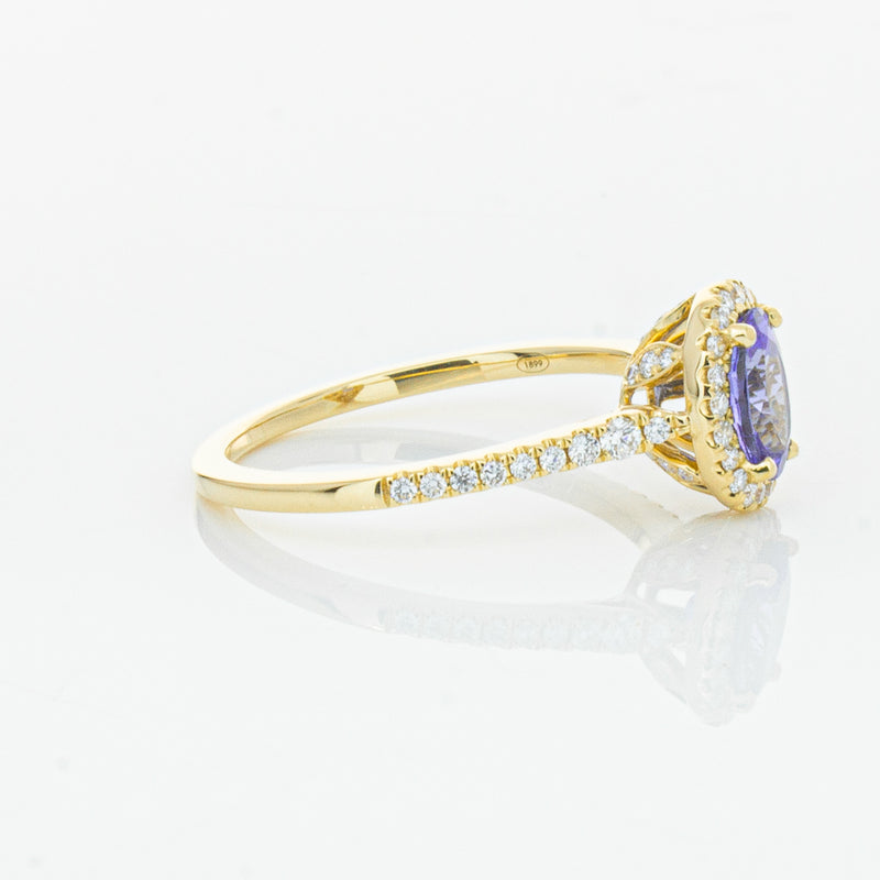 18ct Yellow Gold .81ct Tanzanite & Diamond Mini Sierra Ring-Ring-Walker & Hall
