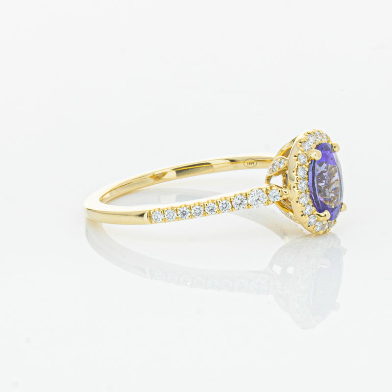 18ct Yellow Gold .81ct Tanzanite & Diamond Mini Sierra Ring-Ring-Walker & Hall