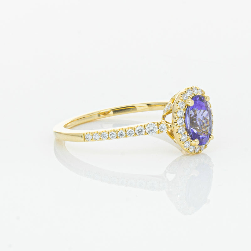 18ct Yellow Gold .81ct Tanzanite & Diamond Mini Sierra Ring-Ring-Walker & Hall