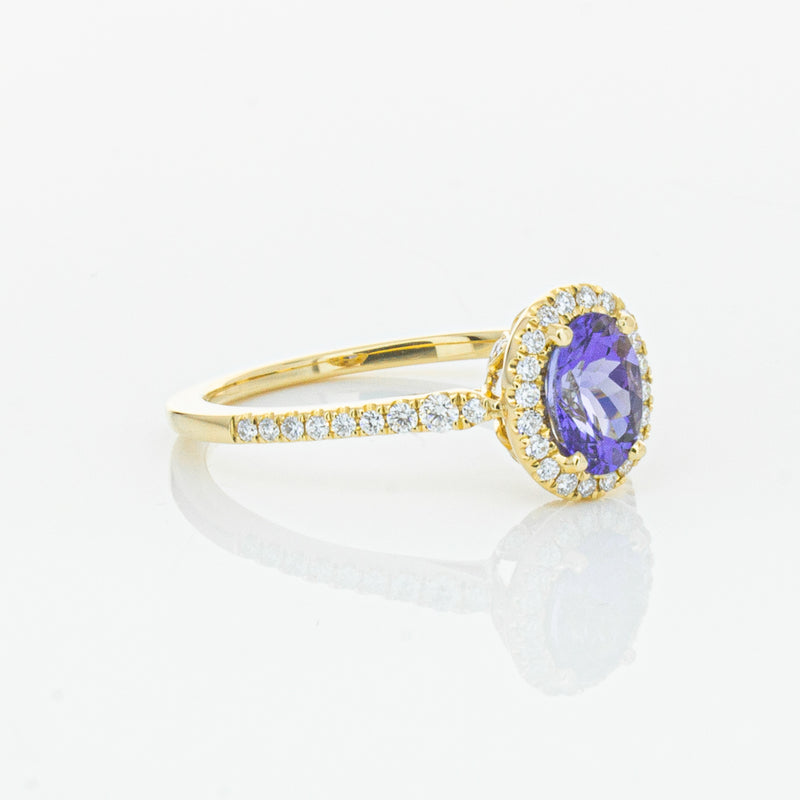 18ct Yellow Gold .81ct Tanzanite & Diamond Mini Sierra Ring-Ring-Walker & Hall