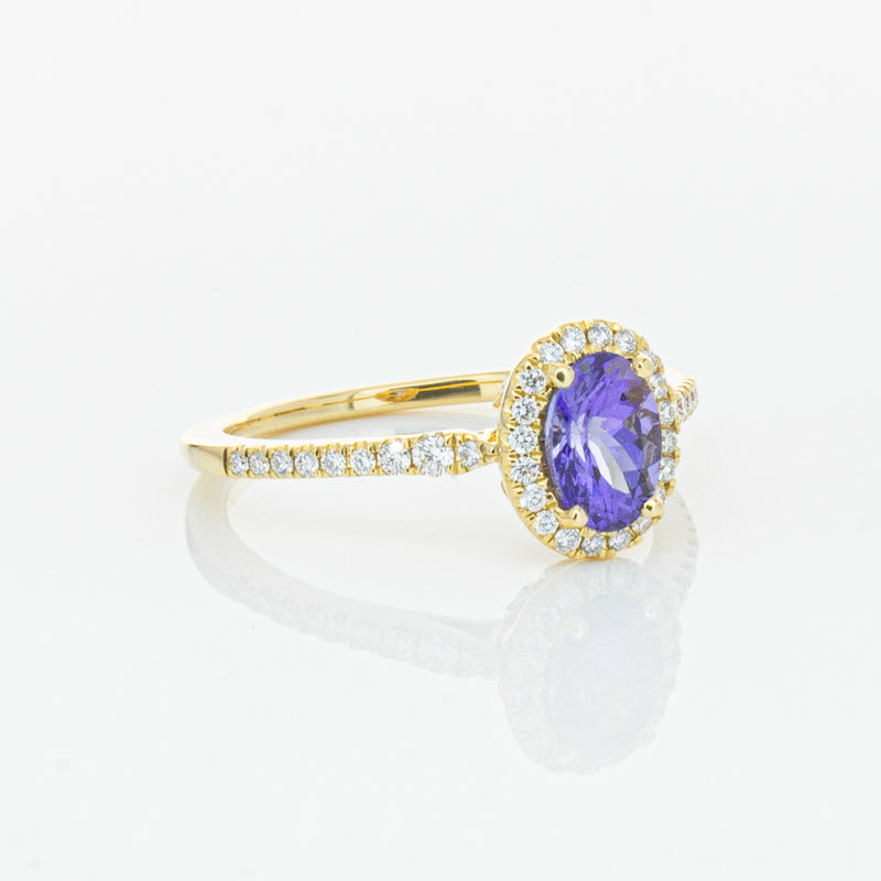 18ct Yellow Gold .81ct Tanzanite & Diamond Mini Sierra Ring-Ring-Walker & Hall