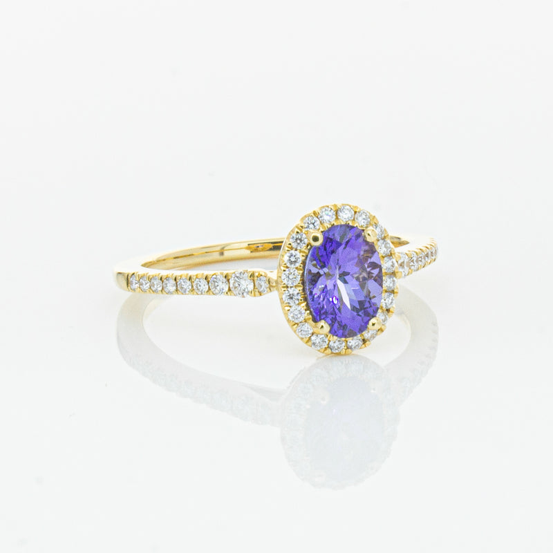 18ct Yellow Gold .81ct Tanzanite & Diamond Mini Sierra Ring-Ring-Walker & Hall