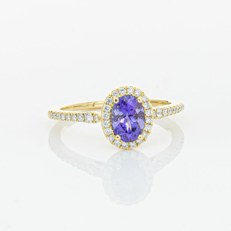 18ct Yellow Gold .81ct Tanzanite & Diamond Mini Sierra Ring-Ring-Walker & Hall