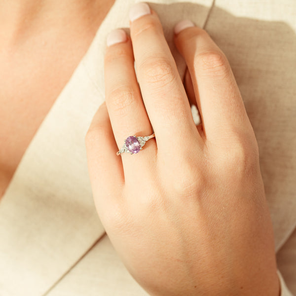 18ct White Gold 2.04ct Purple Sapphire & Diamond Oriana Ring - Ring - Walker & Hall