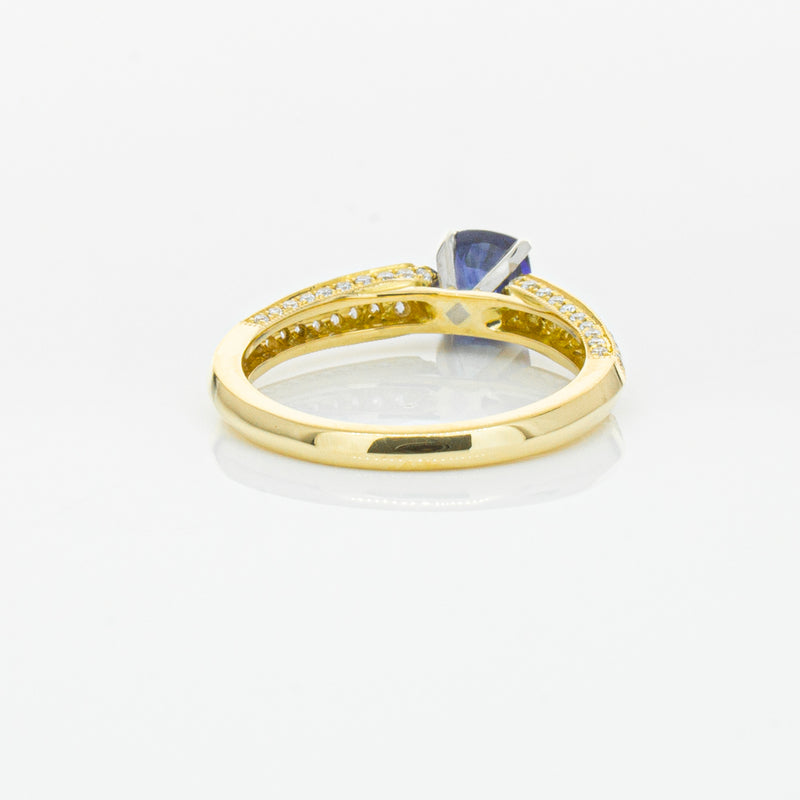 18ct Yellow Gold 1.02ct Sapphire & Diamond Ring-Ring-Walker & Hall