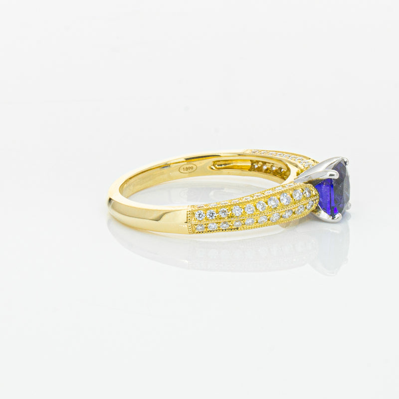 18ct Yellow Gold 1.02ct Sapphire & Diamond Ring-Ring-Walker & Hall