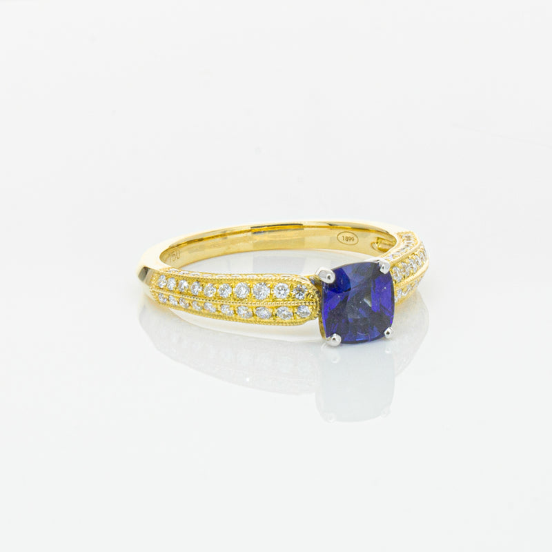 18ct Yellow Gold 1.02ct Sapphire & Diamond Ring-Ring-Walker & Hall