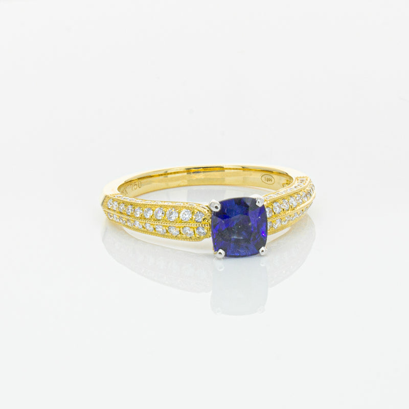 18ct Yellow Gold 1.02ct Sapphire & Diamond Ring-Ring-Walker & Hall
