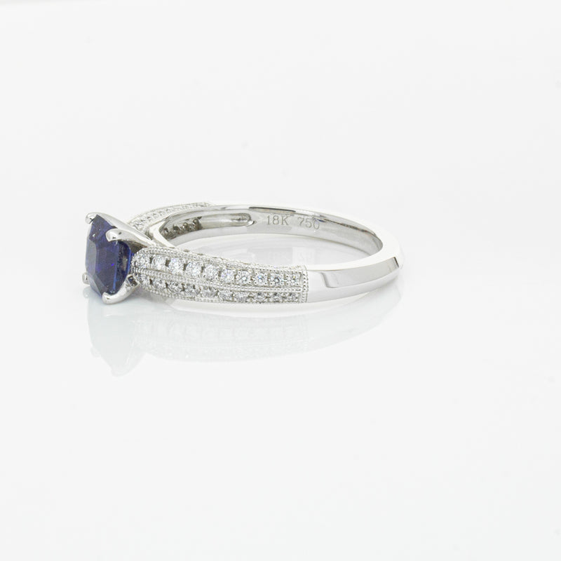 18ct White Gold 1.09ct Sapphire & Diamond Ring-Ring-Walker & Hall
