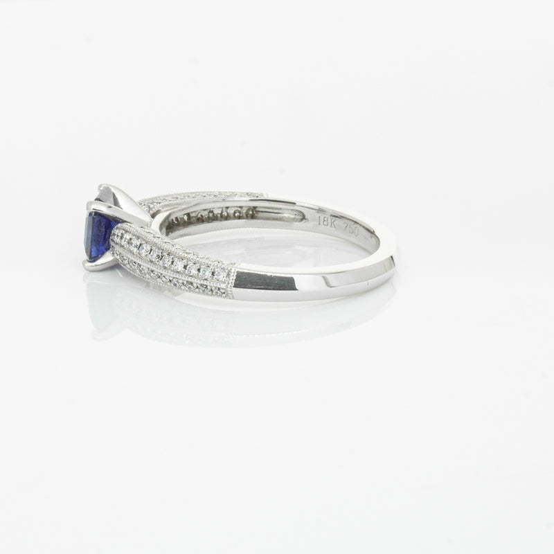 18ct White Gold 1.09ct Sapphire & Diamond Ring-Ring-Walker & Hall