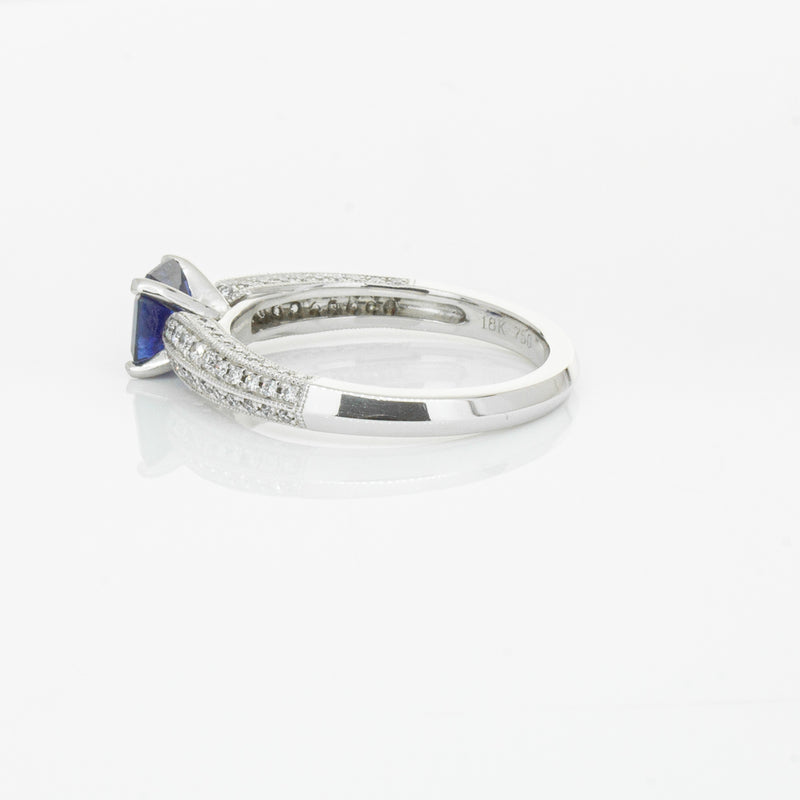 18ct White Gold 1.09ct Sapphire & Diamond Ring-Ring-Walker & Hall
