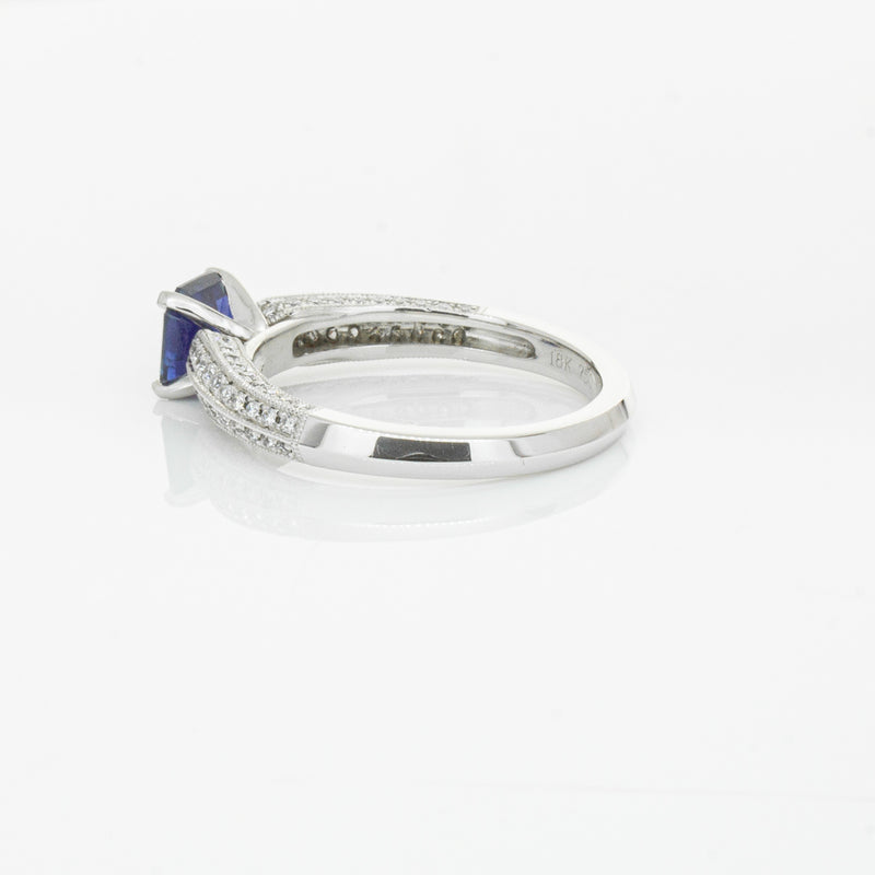 18ct White Gold 1.09ct Sapphire & Diamond Ring-Ring-Walker & Hall