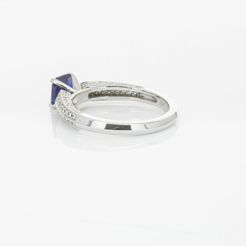 18ct White Gold 1.09ct Sapphire & Diamond Ring-Ring-Walker & Hall