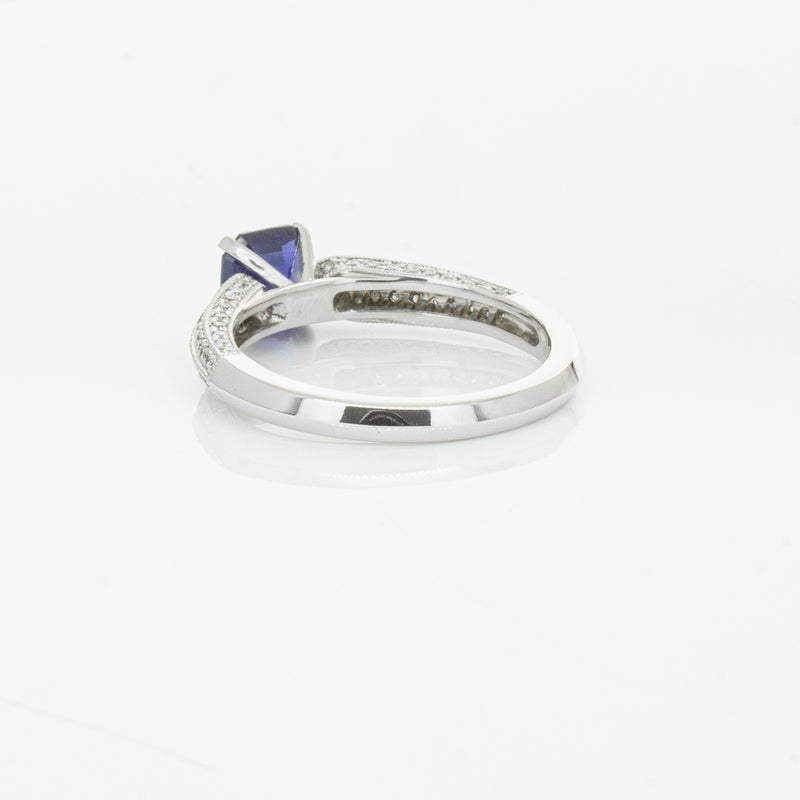 18ct White Gold 1.09ct Sapphire & Diamond Ring-Ring-Walker & Hall