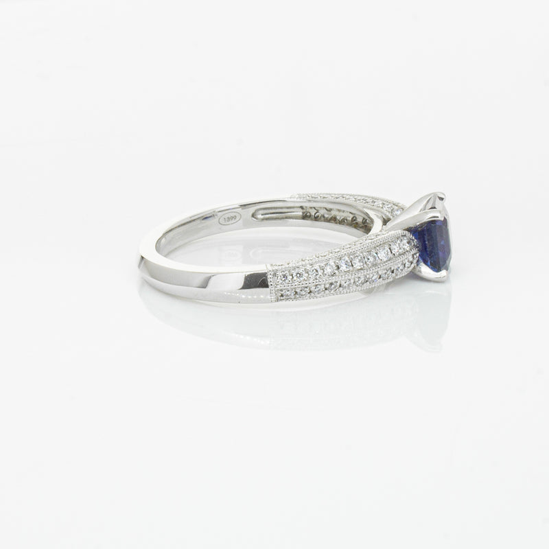 18ct White Gold 1.09ct Sapphire & Diamond Ring-Ring-Walker & Hall