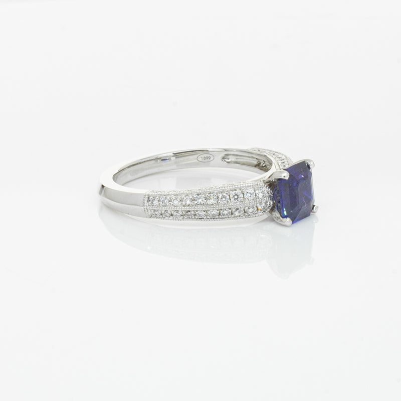 18ct White Gold 1.09ct Sapphire & Diamond Ring-Ring-Walker & Hall