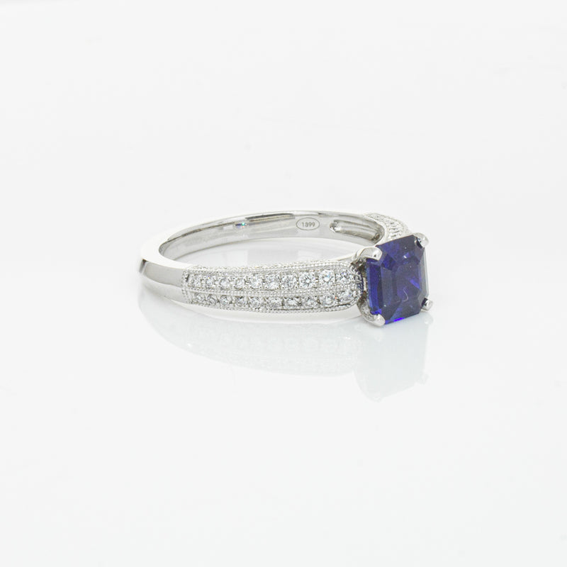 18ct White Gold 1.09ct Sapphire & Diamond Ring-Ring-Walker & Hall