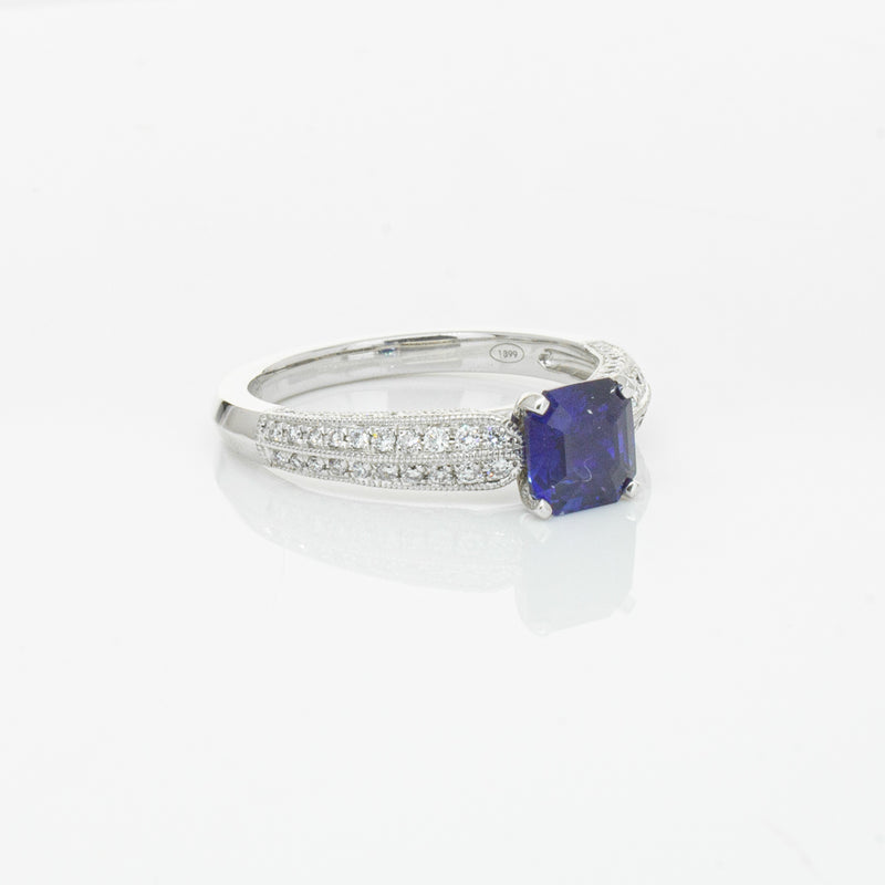 18ct White Gold 1.09ct Sapphire & Diamond Ring-Ring-Walker & Hall