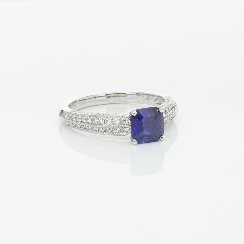18ct White Gold 1.09ct Sapphire & Diamond Ring-Ring-Walker & Hall