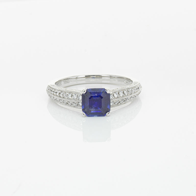 18ct White Gold 1.09ct Sapphire & Diamond Ring-Ring-Walker & Hall