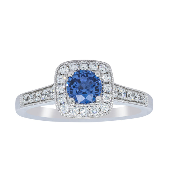 18ct White Gold .60ct Sapphire & Diamond Aurora Ring - Ring - Walker & Hall