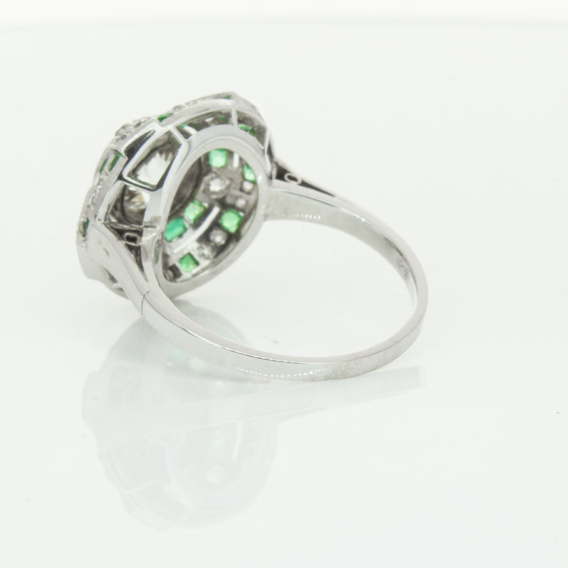 Vintage 14ct White Gold 1.94ct Diamond & Emerald Ring-Ring-Walker & Hall