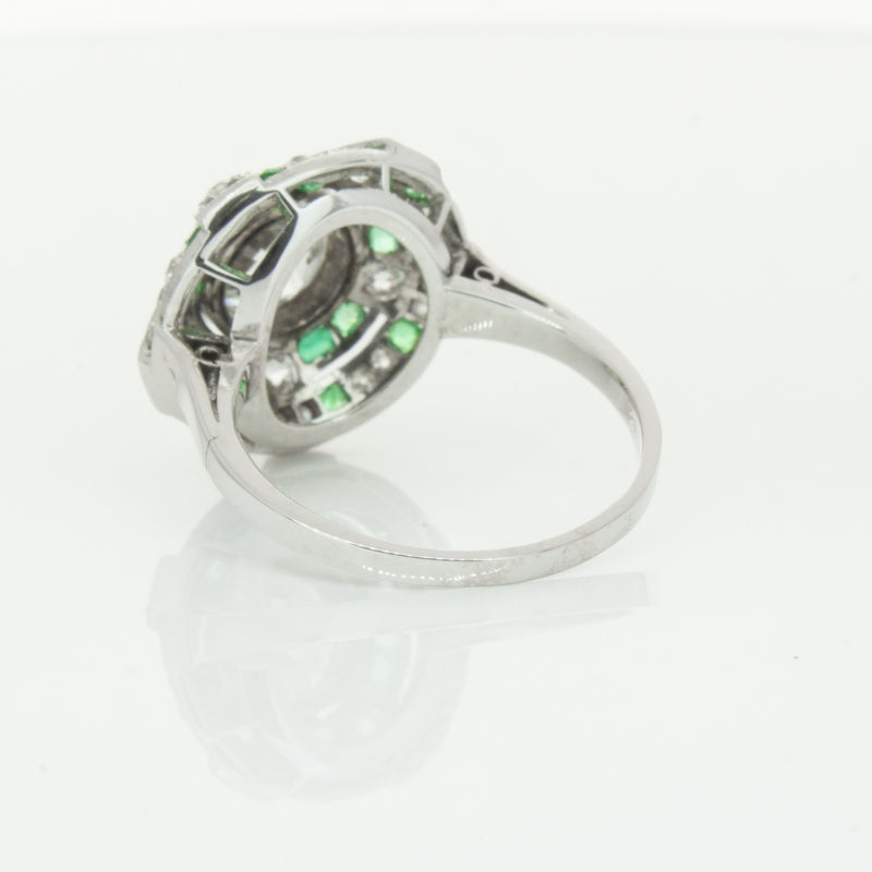 Vintage 14ct White Gold 1.94ct Diamond & Emerald Ring-Ring-Walker & Hall
