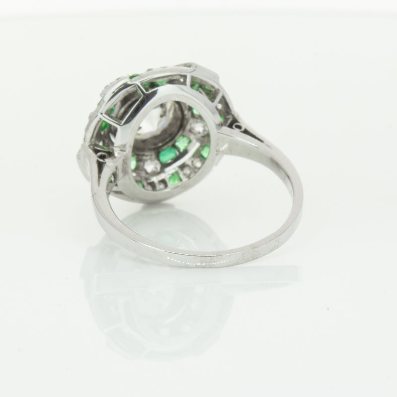 Vintage 14ct White Gold 1.94ct Diamond & Emerald Ring-Ring-Walker & Hall