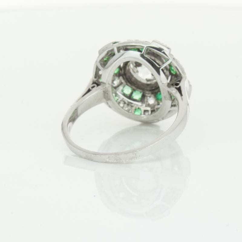 Vintage 14ct White Gold 1.94ct Diamond & Emerald Ring-Ring-Walker & Hall