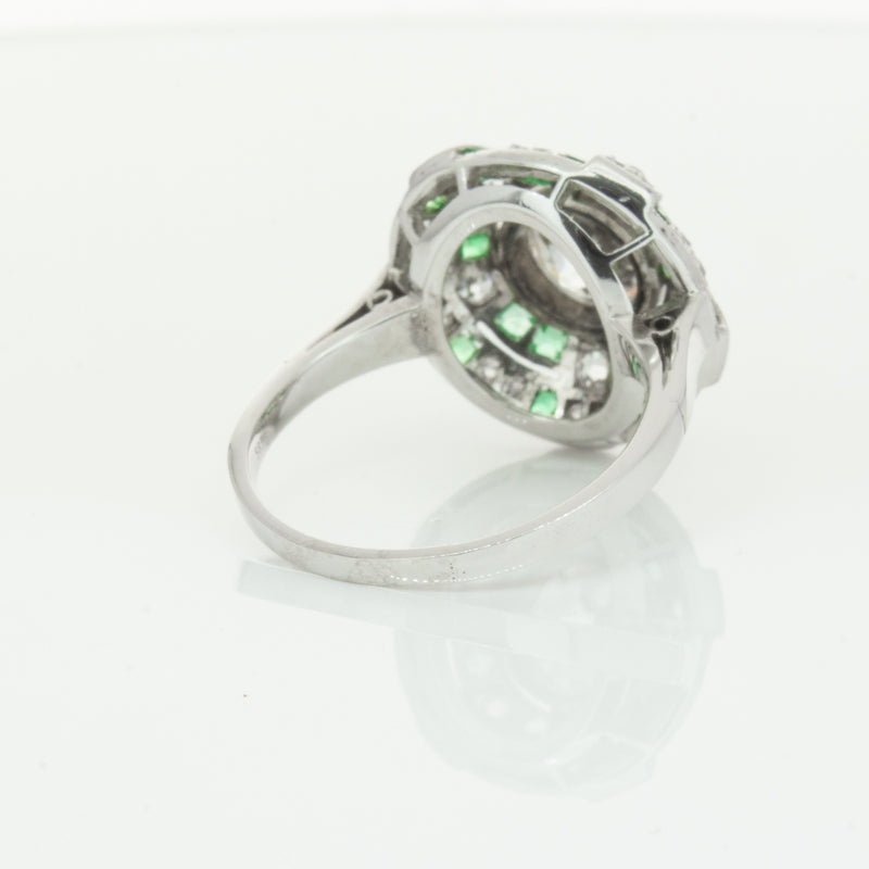 Vintage 14ct White Gold 1.94ct Diamond & Emerald Ring-Ring-Walker & Hall