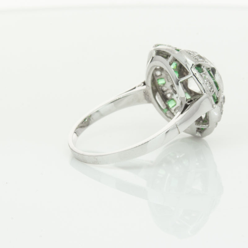 Vintage 14ct White Gold 1.94ct Diamond & Emerald Ring-Ring-Walker & Hall