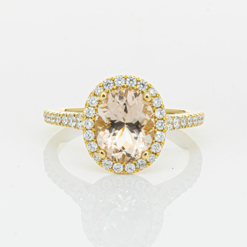 18ct Yellow Gold 1.79ct Morganite & Diamond Sierra Ring-Ring-Walker & Hall