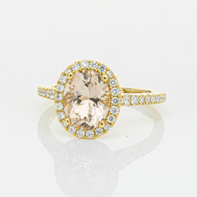 18ct Yellow Gold 1.79ct Morganite & Diamond Sierra Ring-Ring-Walker & Hall