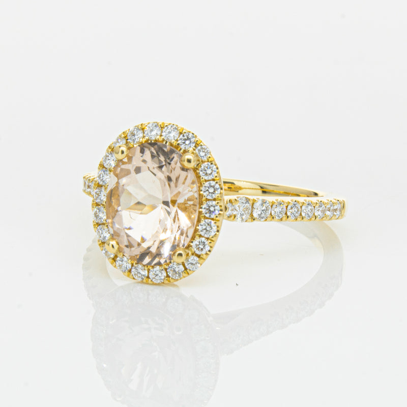 18ct Yellow Gold 1.79ct Morganite & Diamond Sierra Ring-Ring-Walker & Hall