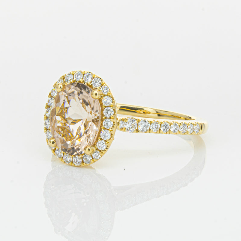 18ct Yellow Gold 1.79ct Morganite & Diamond Sierra Ring-Ring-Walker & Hall