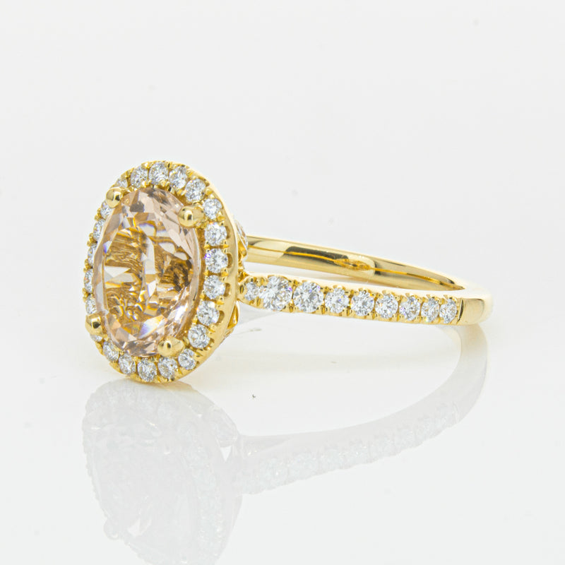 18ct Yellow Gold 1.79ct Morganite & Diamond Sierra Ring-Ring-Walker & Hall