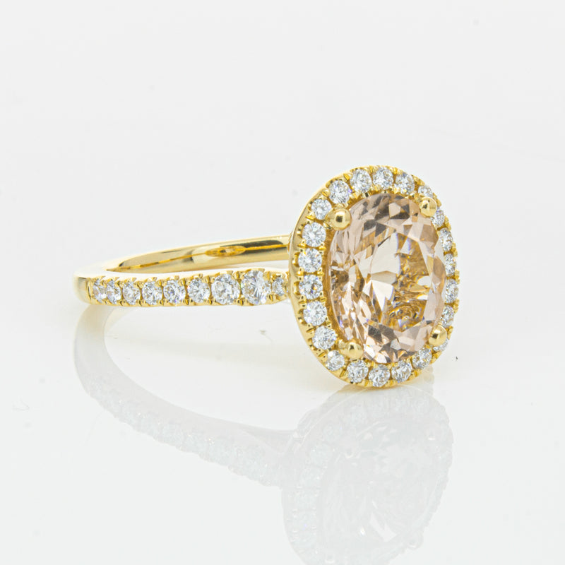 18ct Yellow Gold 1.79ct Morganite & Diamond Sierra Ring-Ring-Walker & Hall