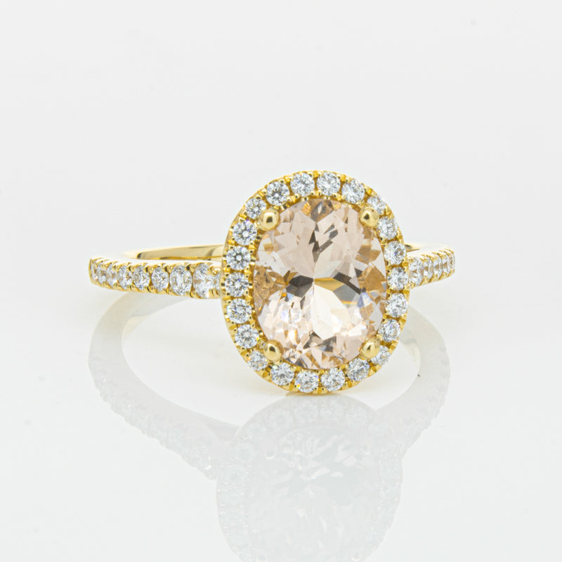 18ct Yellow Gold 1.79ct Morganite & Diamond Sierra Ring-Ring-Walker & Hall