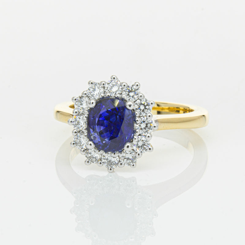 18ct Yellow Gold 1.64ct Sapphire & Diamond Belle Ring-Ring-Walker & Hall