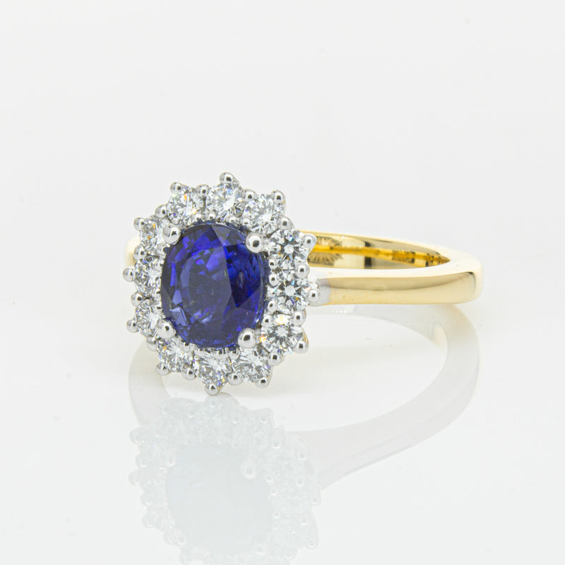 18ct Yellow Gold 1.64ct Sapphire & Diamond Belle Ring-Ring-Walker & Hall