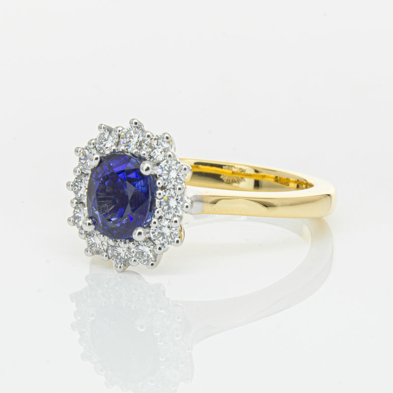 18ct Yellow Gold 1.64ct Sapphire & Diamond Belle Ring-Ring-Walker & Hall