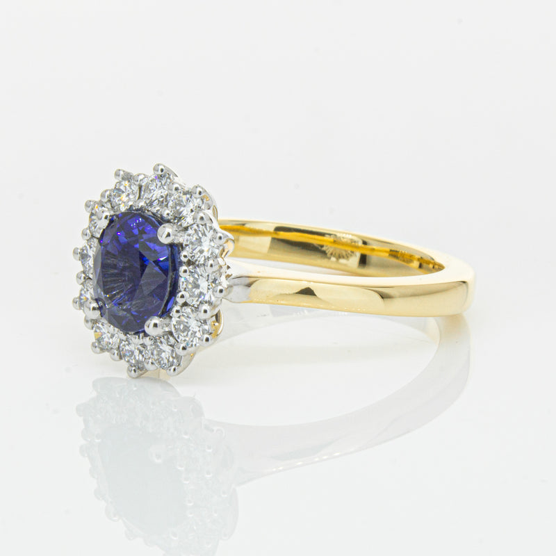 18ct Yellow Gold 1.64ct Sapphire & Diamond Belle Ring-Ring-Walker & Hall