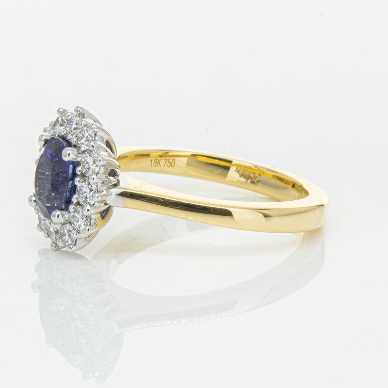 18ct Yellow Gold 1.64ct Sapphire & Diamond Belle Ring-Ring-Walker & Hall