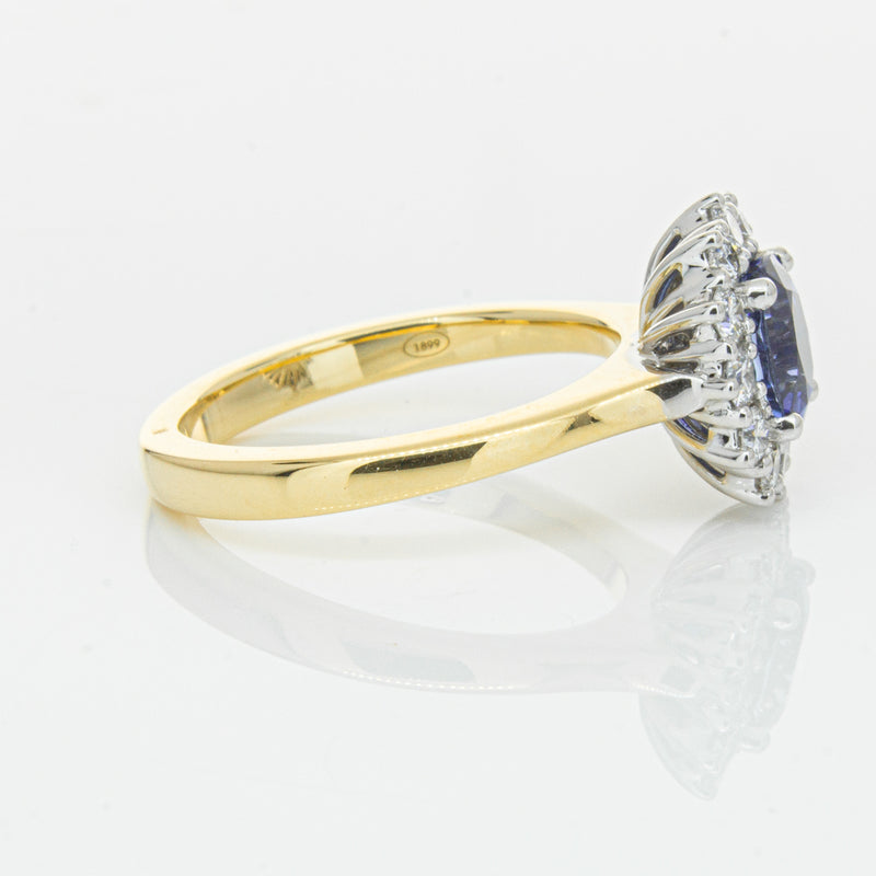 18ct Yellow Gold 1.64ct Sapphire & Diamond Belle Ring-Ring-Walker & Hall