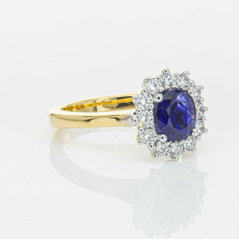 18ct Yellow Gold 1.64ct Sapphire & Diamond Belle Ring-Ring-Walker & Hall